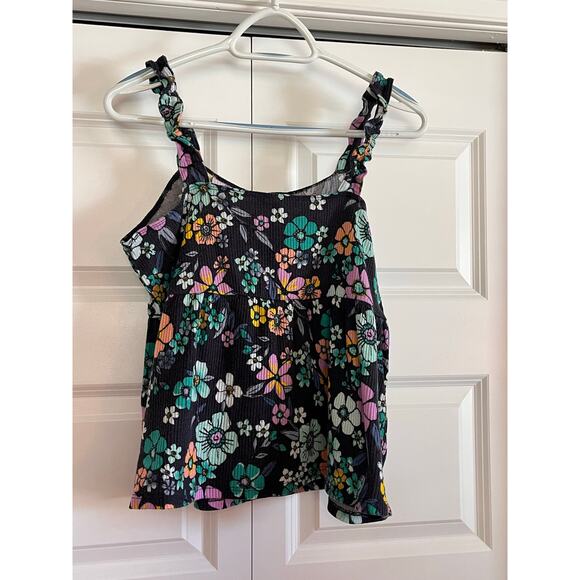 Justice XL Plus Bundle – Floral Ruffle Strap Top & Smiley Face Ribbed Tank - Picture 7 of 13